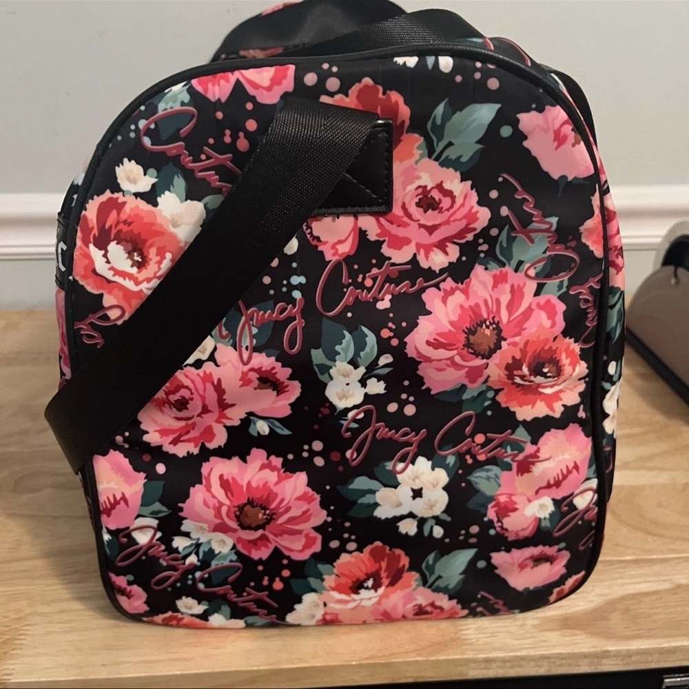 Juicy Couture Black and Pink Floral Travel Bag large duffle Cottagecore Y2K - Picture 5 of 13